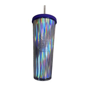 Starbucks Retired 2015 Rainbow Iridescent Foil Cold Cup 24 oz Tumbler